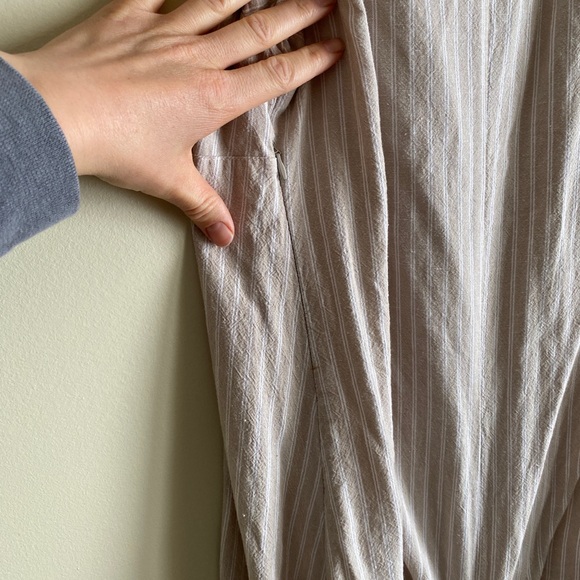 Lamb Linen Lagenlook Stripe Midi Asymmetrical Hemline Dress - Picture 4 of 6